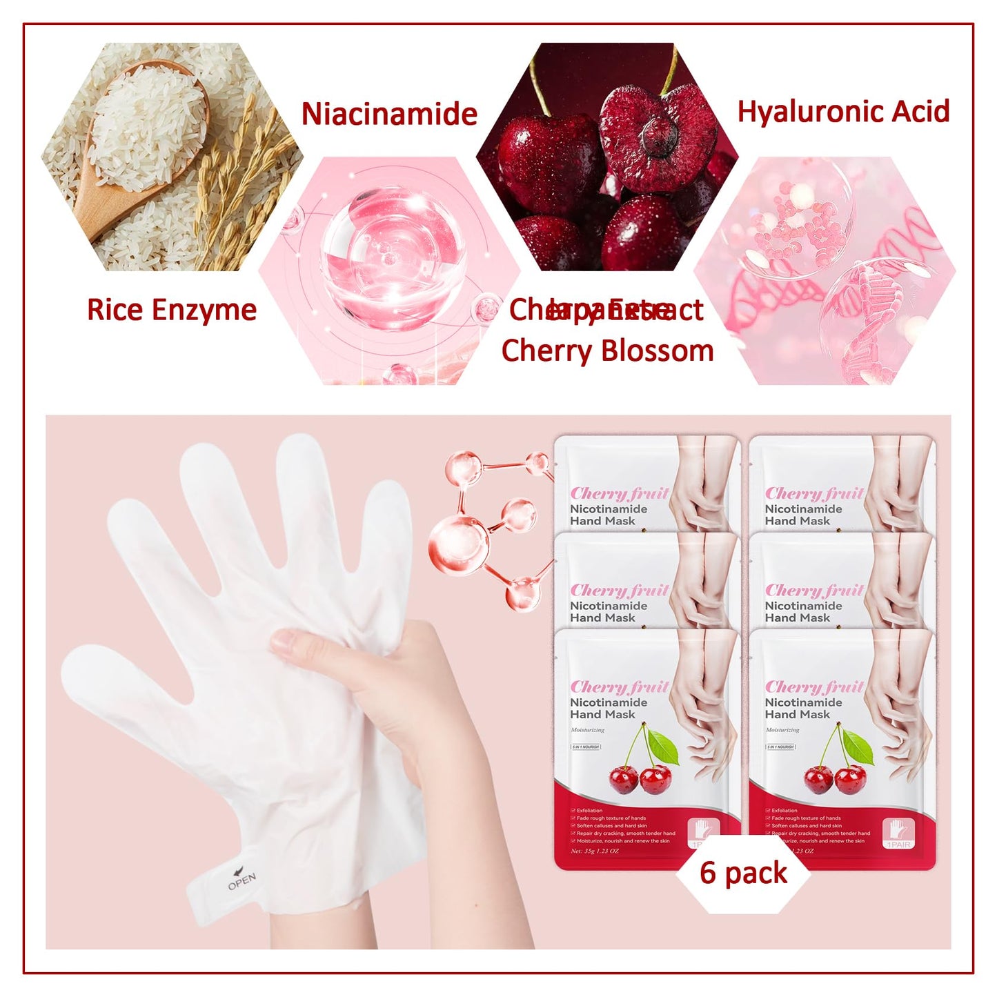 PPPanYiDi Hand Masks Moisturizing Gloves,6 Pairs Hydrating Hand Peel Masks Gift Set for Dry Cracked Hands Care,Long-lasting and Non-greasy Hand Moisturizer Gloves for Women B