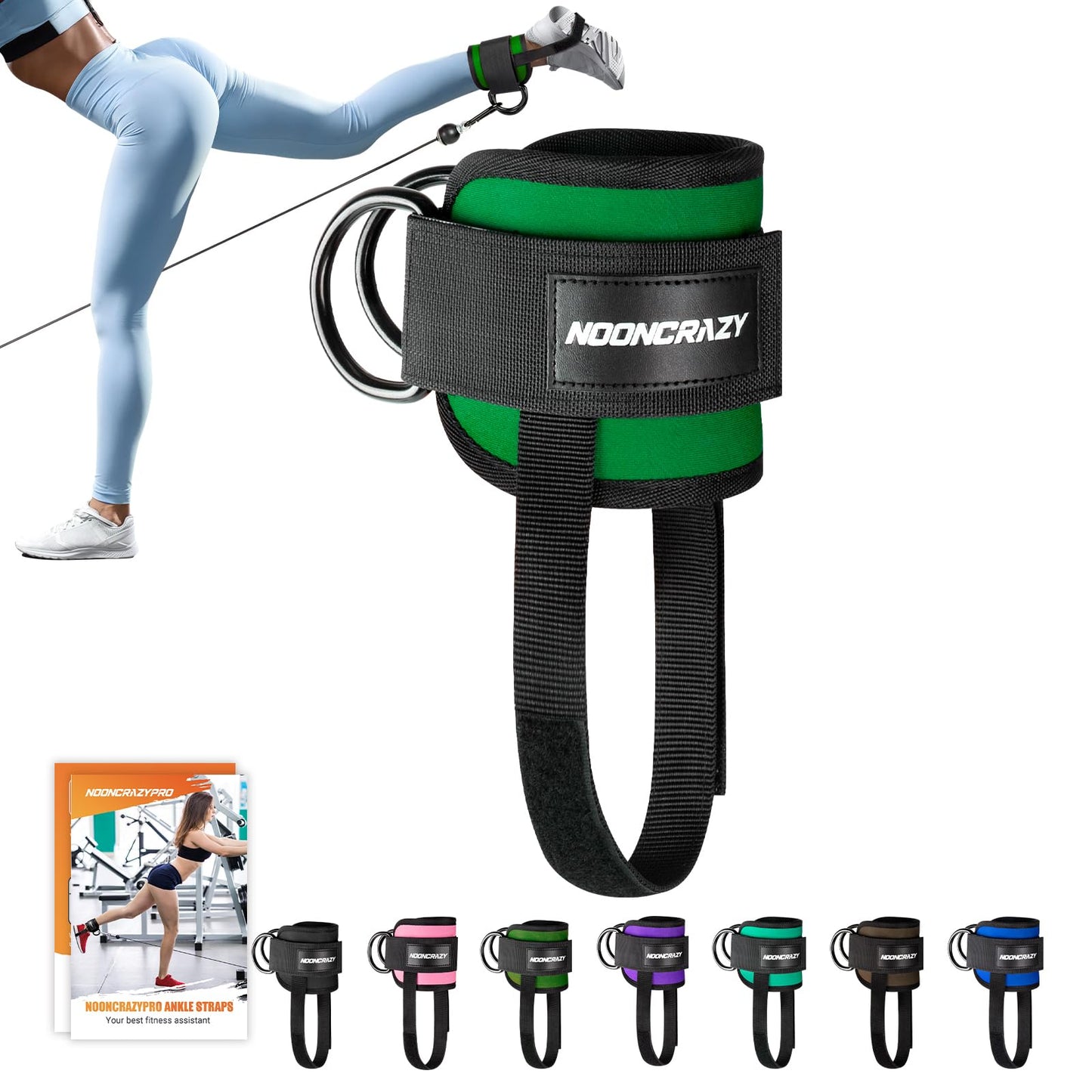 Ankle Strap for Cable Machine Women, Adjustable Gym Cable Ankle Straps for Kickbacks, Glute Workouts, Leg Extensions, Curls, Booty Hip Abductors, Ankle Cuff for Cable Machine Accessories(S-Green)