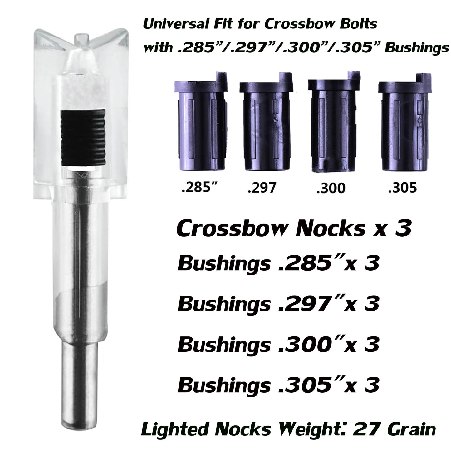 KEAUP 6/3 Pack Lighted Nocks for Crossbow Bolts with .285”/.297”/.300”/.305” Bushings High-Visibility Crossbow Lighted Nocks, On/Off Switch Included