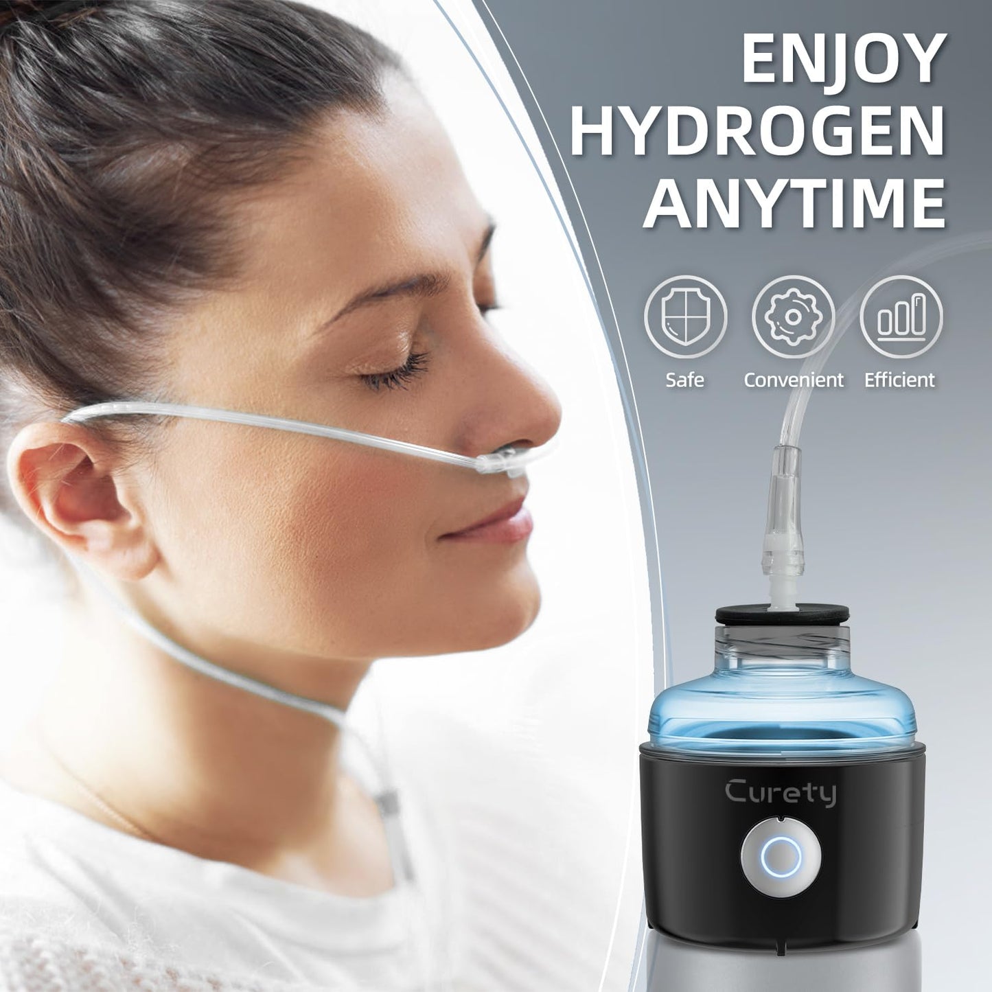 Curety Hydrogen Water Bottle, 3 in 1 Hydrogen Water Bottle Generator, Hydrogen Water Ionizer 2300PPB with SPE/PEM Technology, Hydrogen Water Machine for Home Office Travel Fitness Drinking