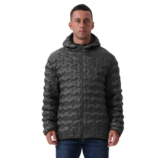 Heihuohua Men's Packable Puffer Jacket Lightweight Hooded Windproof Winter Coat for Travel Running Hiking