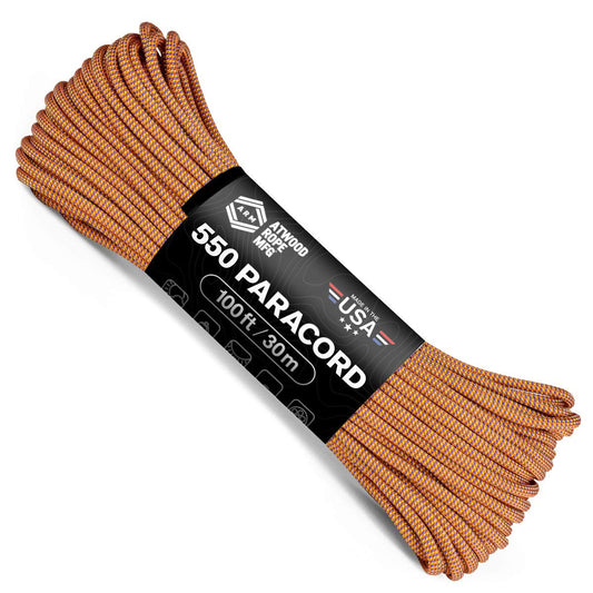 Atwood Rope MFG Color Changing 550 Paracord 100 Feet 7-Strand Core Nylon Parachute Cord Outside Survival Gear Made in USA | Lanyards, Bracelets, Handle Wraps, Keychain (Taffy)