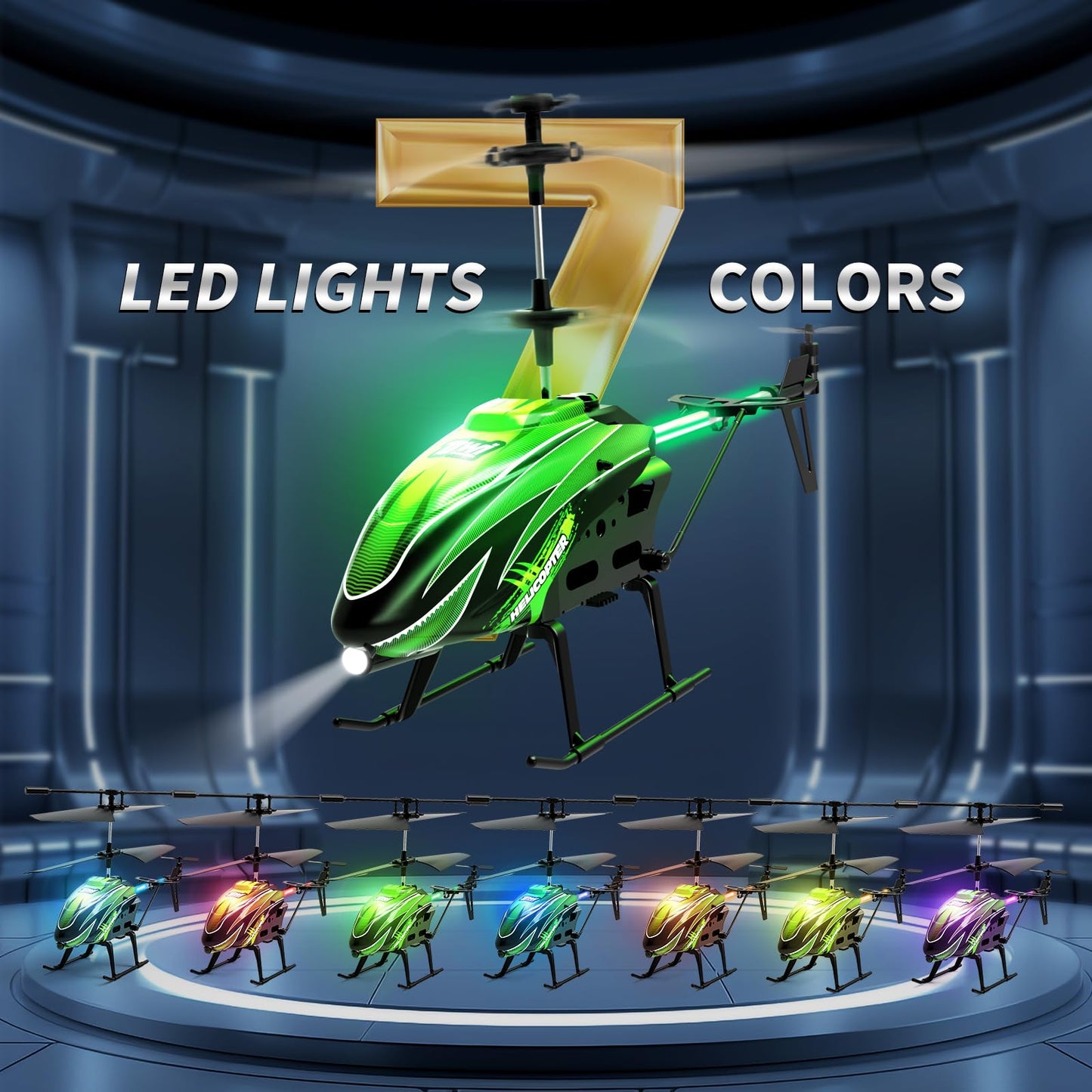 Dwi Dowellin RC Helicopter, Remote Control Helicopter Toy for Kids with 26 Mins Flight(2 Batteries), 8 Light Modes,Easy Control for Boys Girls Age 8-12(Green)