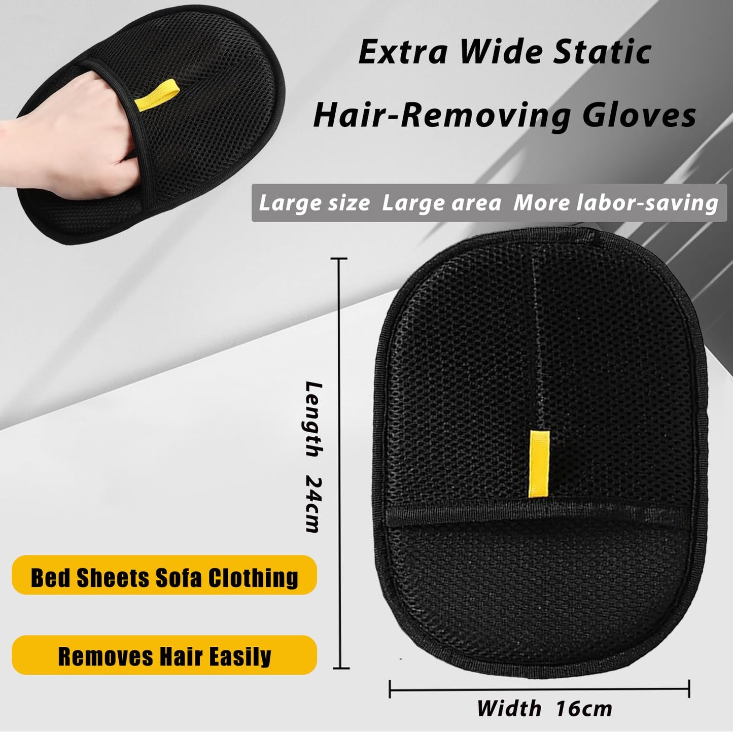 Pet Hair Removal Glove for Cats & Dogs, Upgrade Efficient Grooming Gloves for Pet Hair, Reusable Cat & Dog Hair Remover for Couch, Furniture, Carpet, Curtain(2pcs)