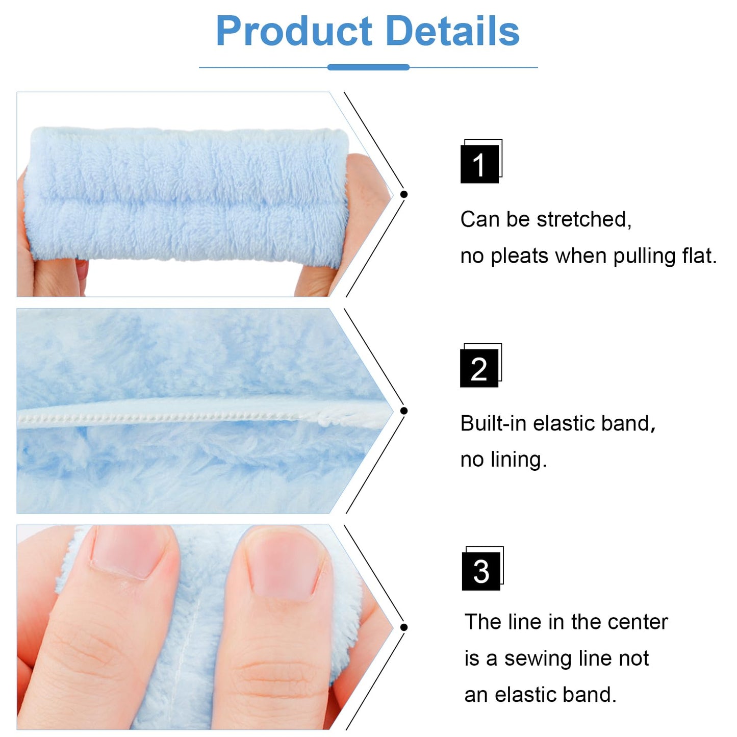 VELSCRUN 6 Pack Spa Headbands - Makeup, Face Wash, Skincare Hair Accessories With Blue Sponge Bow Tie Wristbands, Women's Gift Set