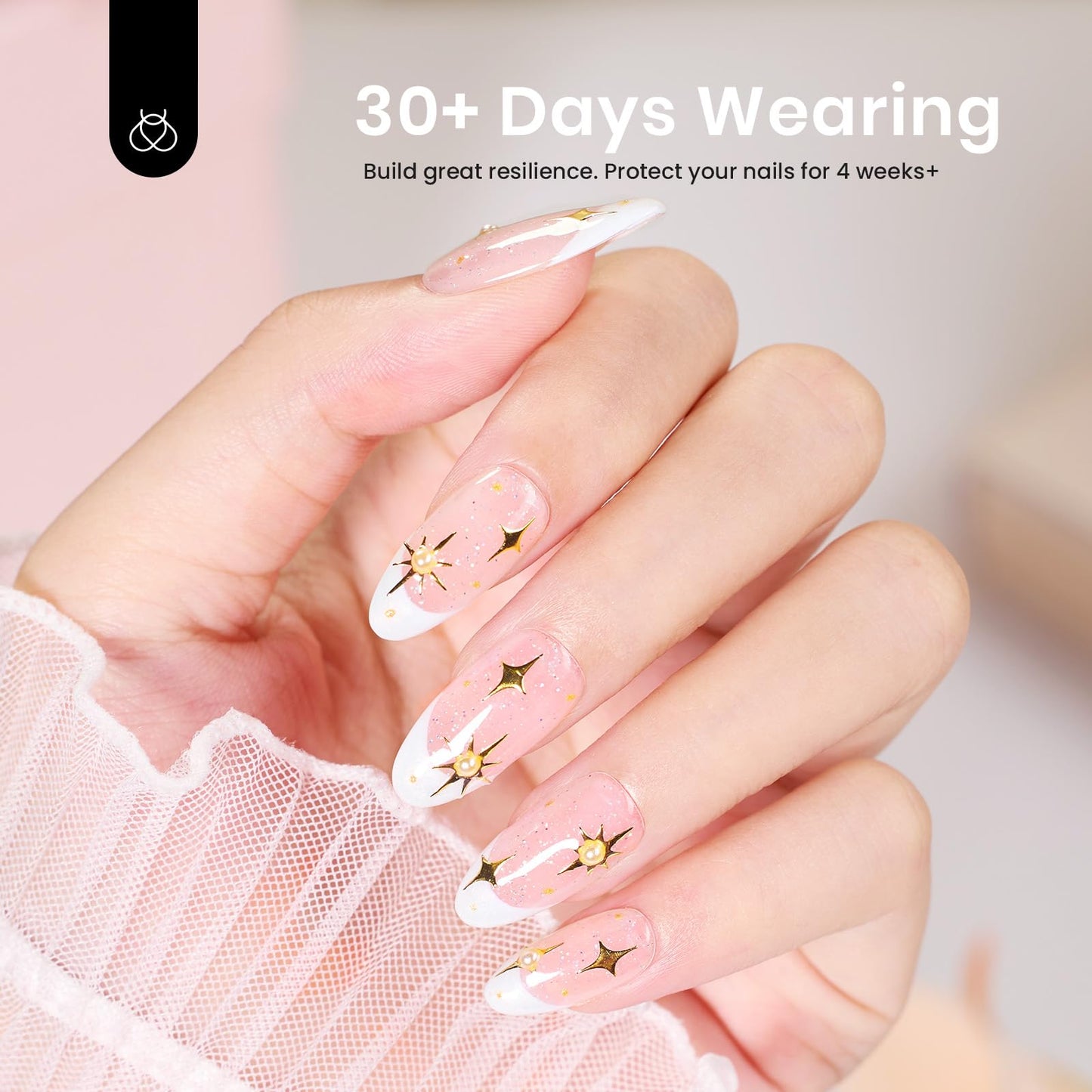 Beetles Builder Gel, Building Nail Gel 7-in-One Nude Pink Glitter Builder Strengthener Gel, Pale Pink Sparkle Sheer Base Gel for Nails Hard Jelly Gel for Nails Builder Extension for Nails Art Design