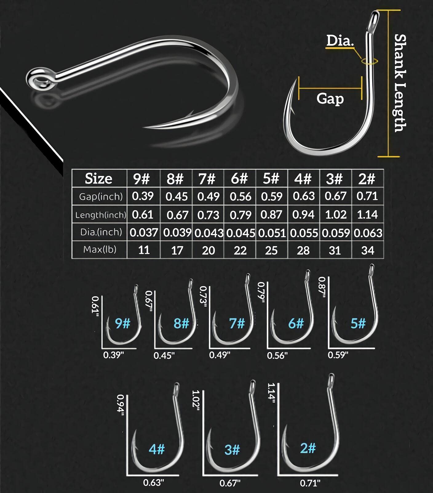 Freshwater Saltwater Fish Hooks Bulk Fishing Hooks Set Worm Catfish Hooks Fish Gear Equipment Supplies(400 PCS)