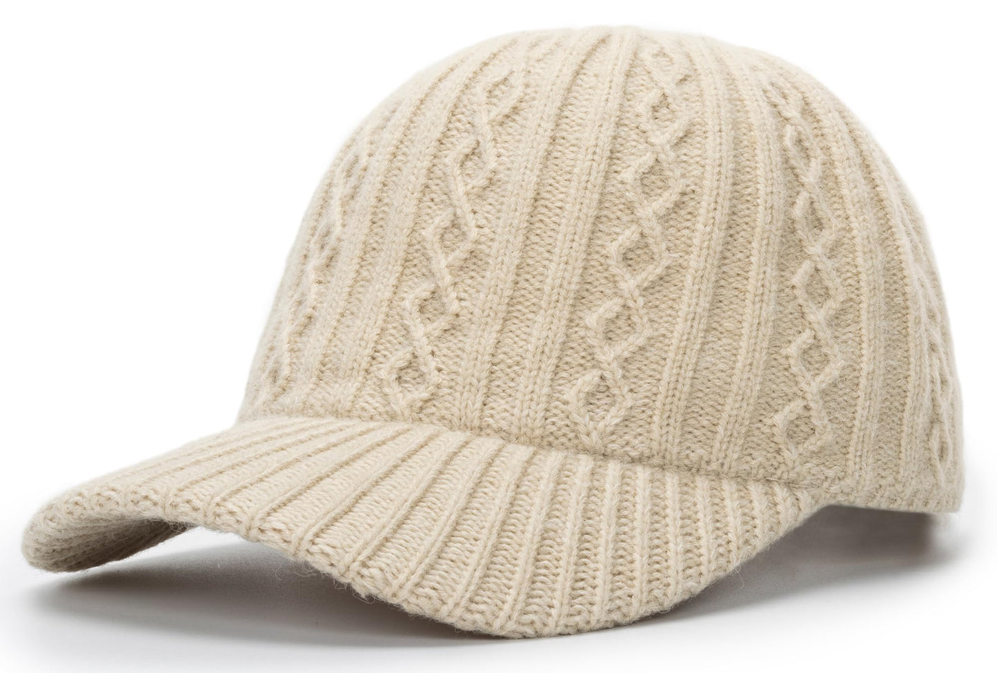 INOGIH Women's Winter Knit Visor Hat Beanie Hat Knitted Baseball Cap Ski Hat for Men Teens Beige
