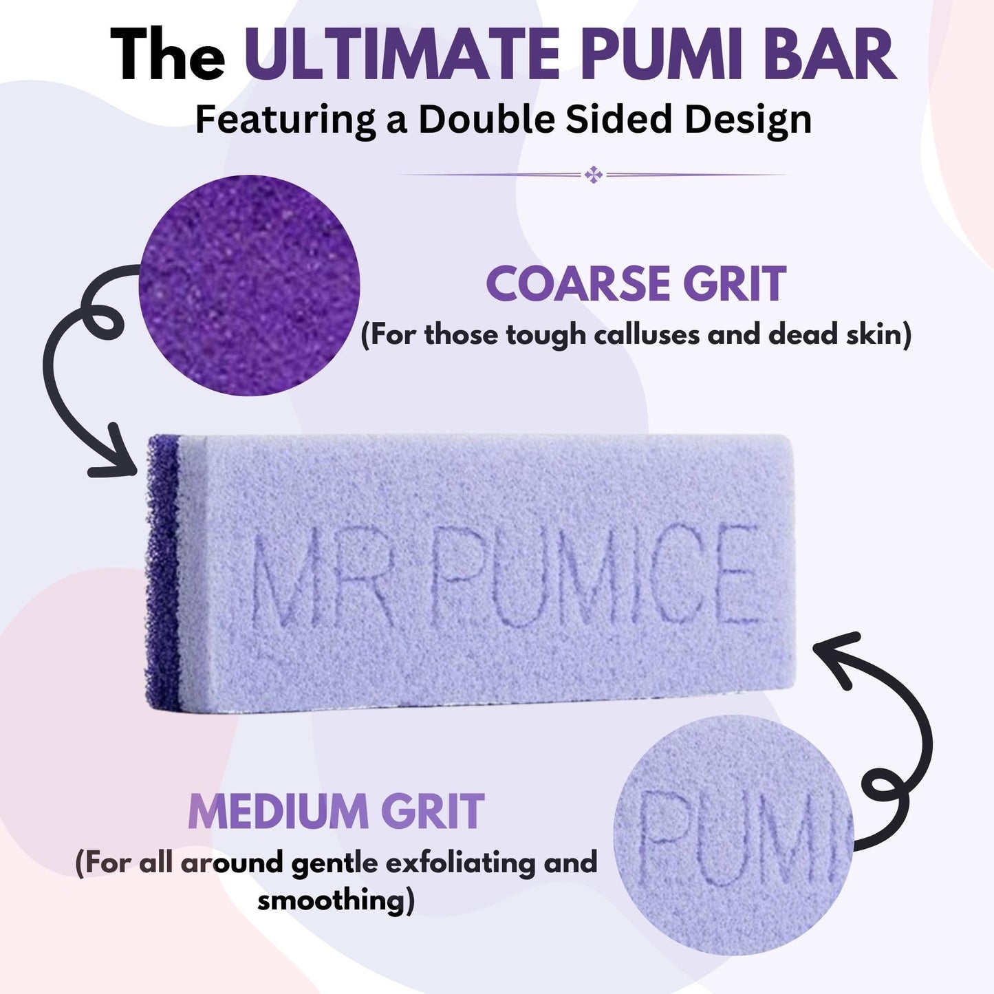 Mr. Pumice Ultimate PUMI Bar: 2-in-1 Dual-Grit (Medium + Coarse) Callus Remover, Pedicure Stone & Ped File Scrubber for Smooth Feet and Heels, (12-Count Display Box)
