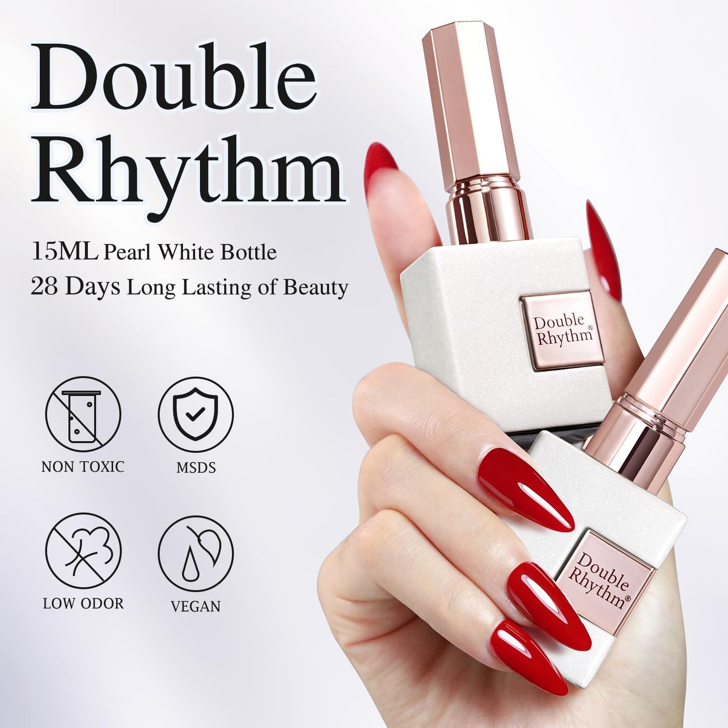 Double Rhythm 15ML Glitter Gel Polish Shimmer Reflective Holographic Color Magnetic for Nail Art Salon DIY at Home (Sparkle Red-B1156)