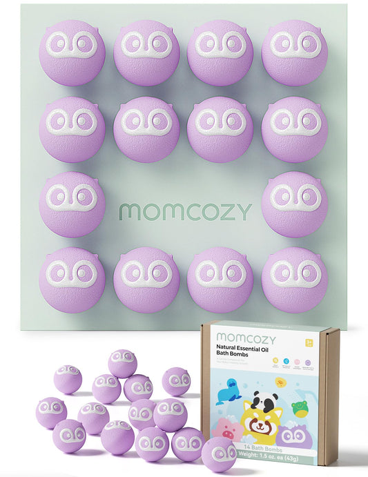 Momcozy Natural&Organic Essential Oil Bath Bombs,14 Pcs Bubble Bath Fizzy Balls with Cute Owl Animal Shapes,Bath Bombs Gift Set for Kids Girls Boys Toddler,Ideal Gift for Easter Egg,Bath Bomb Kit