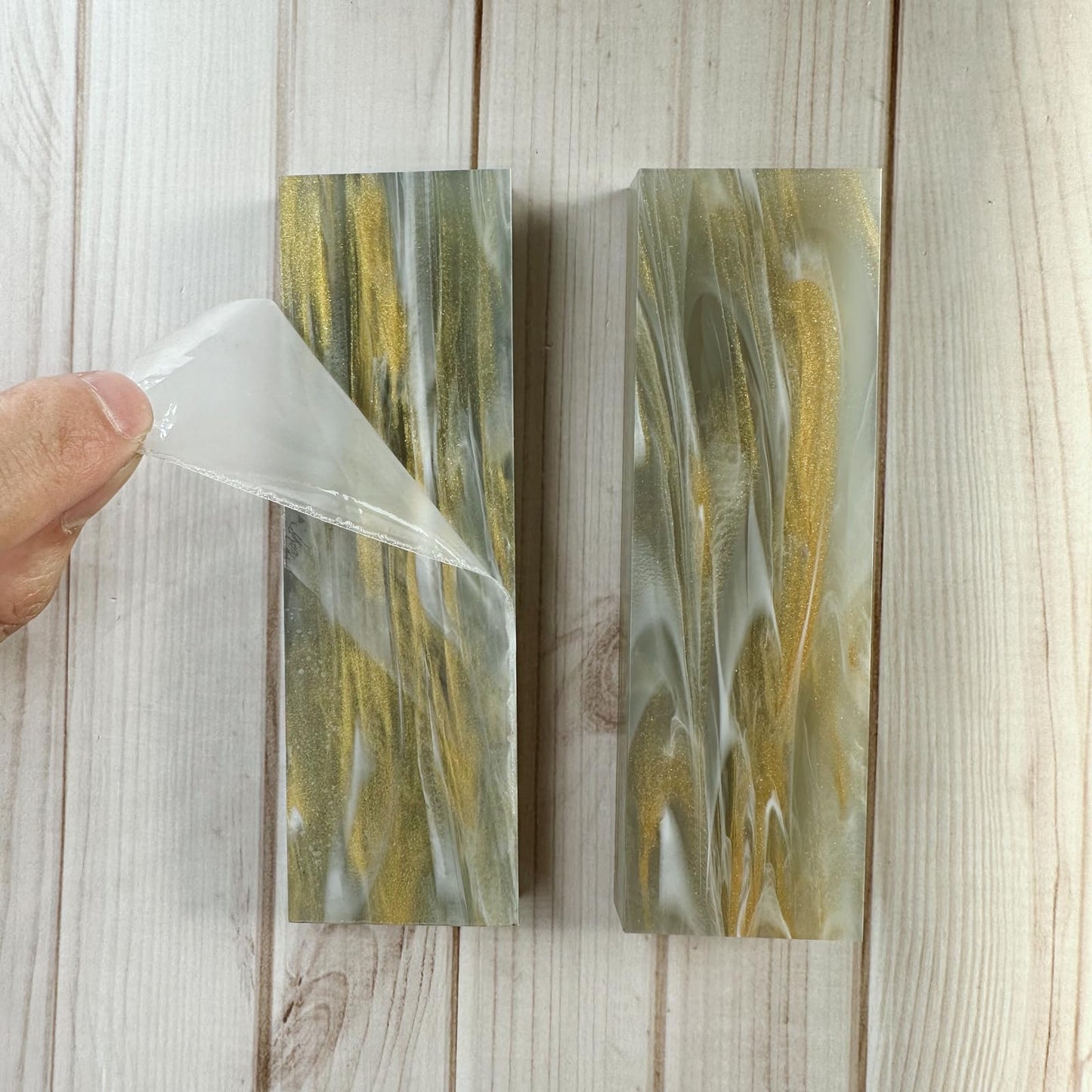 Uotowell Pre-Cut Epoxy Resin Scales Blanks for Decorative Inlays in Guitar Bodies, Necks, Engraved Knife Handle and Gun Grips - Stone Gray