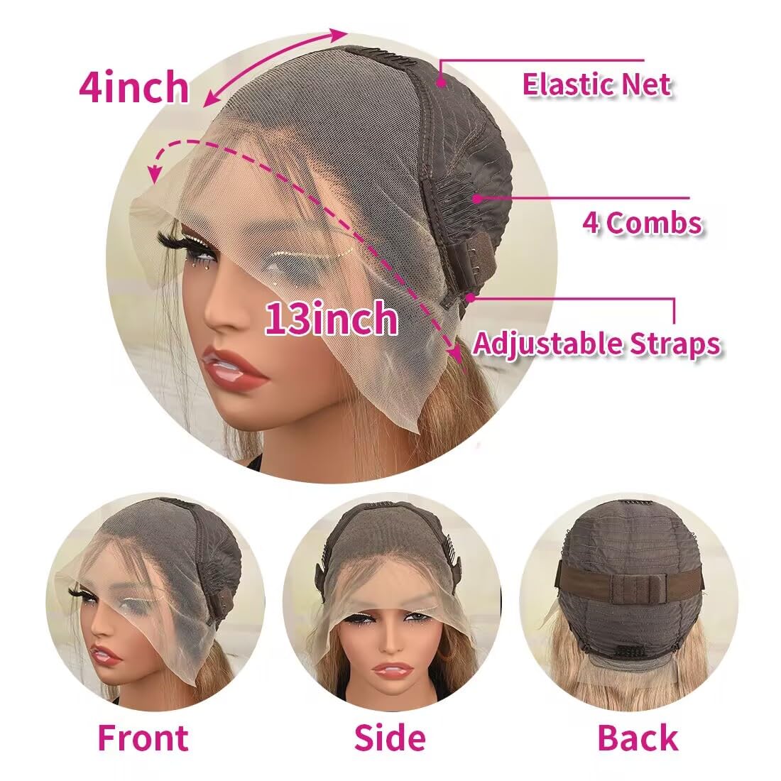 Ash Blonde Wig Human Hair 13x4 Transparent Lace Front Wigs Human Hair 200% Density Ash Blonde Straight Lace Front Wigs for Black Women Pre Plucked Dark Brown Roots Platinum HD Lace Frontal Wig 26 Inch