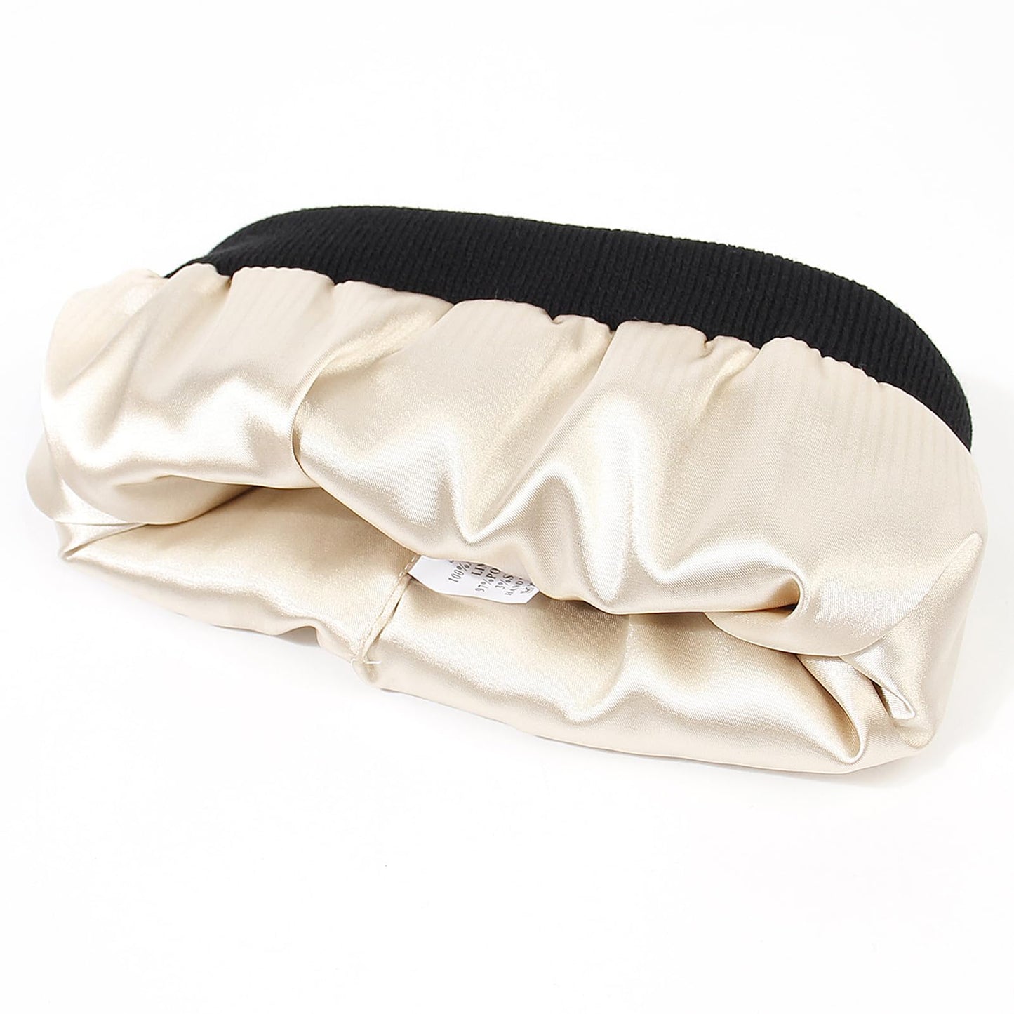 Unisex Satin Lined Winter Beanie for Women Men Silky Lining Slouchy Skull Cap Knitted Cuffed Skiing Knit Hat (Black & Wine Red)