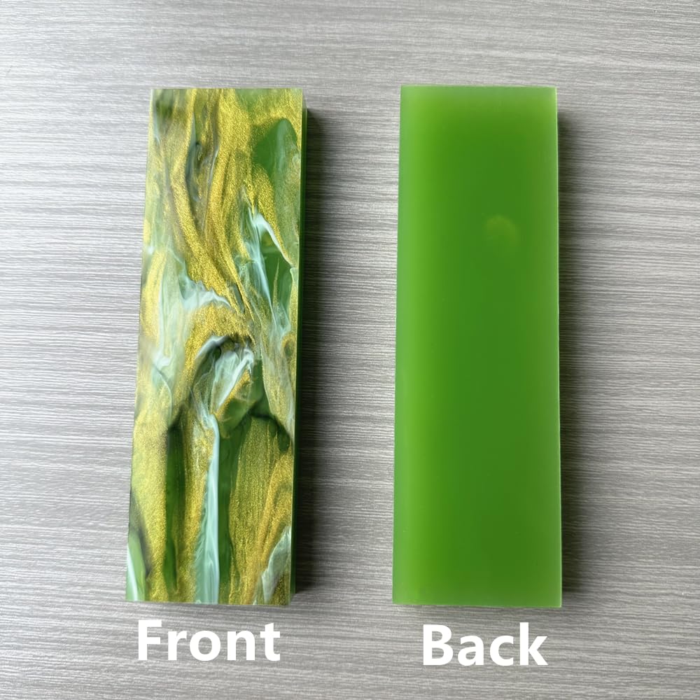 Uotowell Pre-Cut Epoxy Resin Scales Blanks for Decorative Inlays in Guitar Bodies, Necks, Engraved Knife Handle and Gun Grips - Seaweed Green