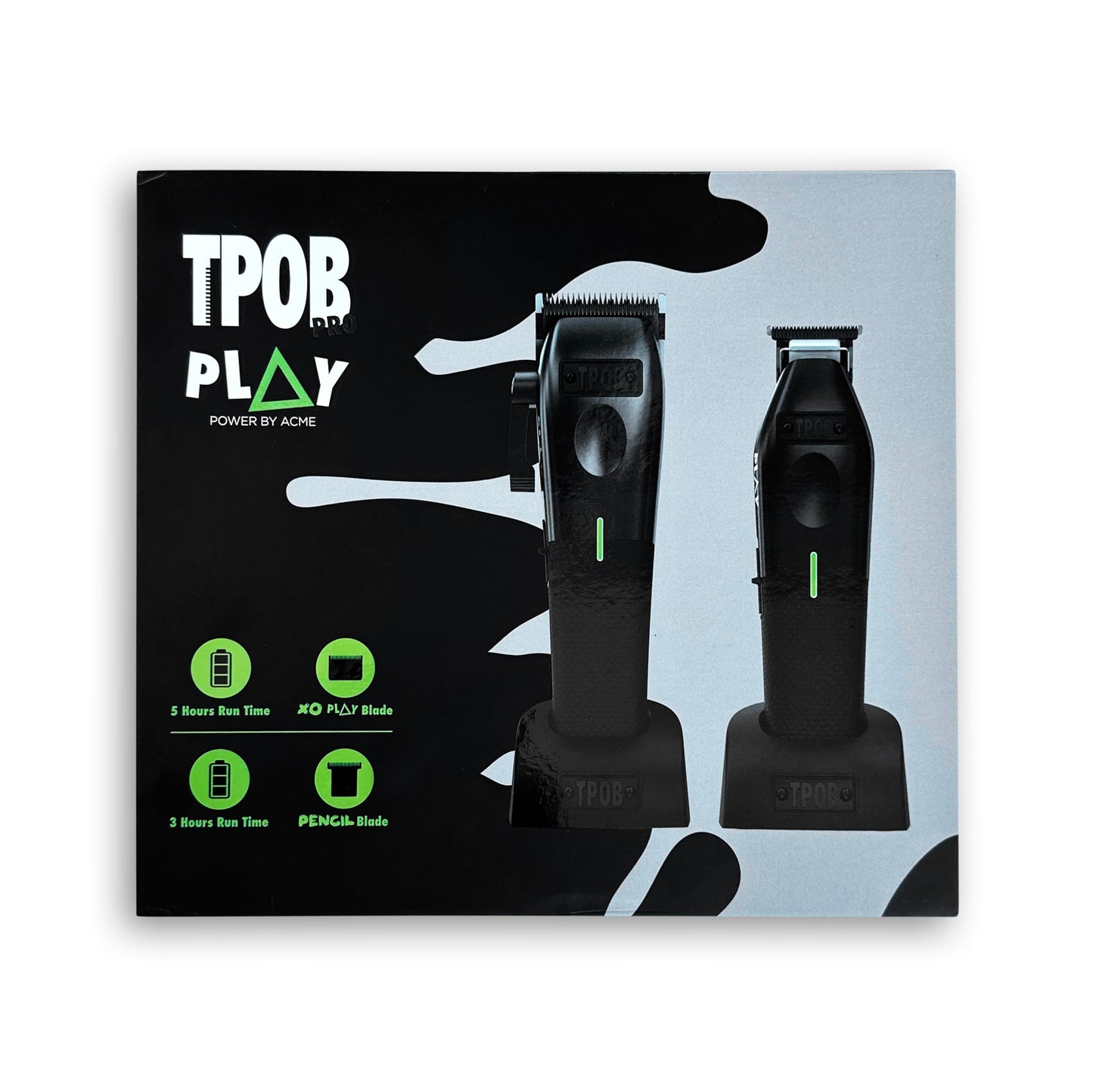 TPOB Play Barber Hair Clippers for Men 7500 RPM with Rubber Black Grips (Blackout Set)