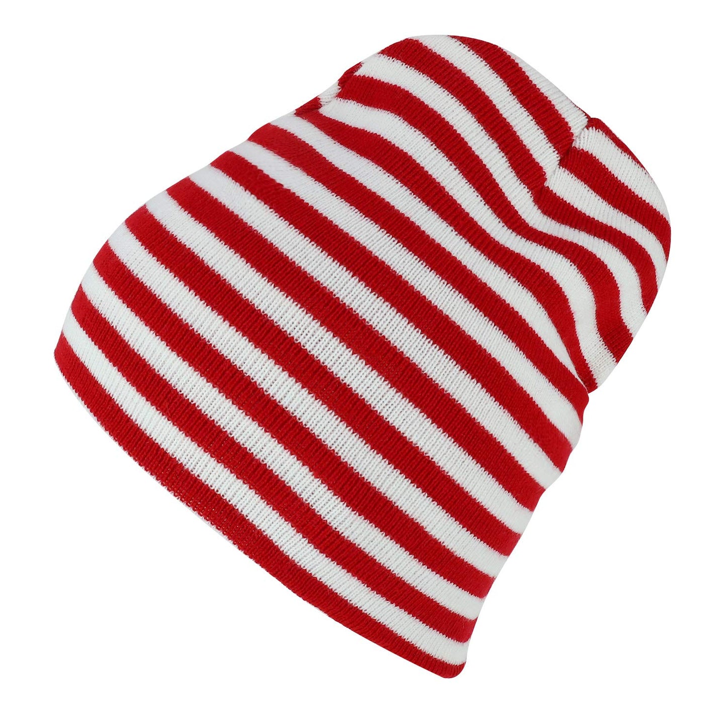 Armycrew Red White Stripe Short Skull Beanie - 1PK