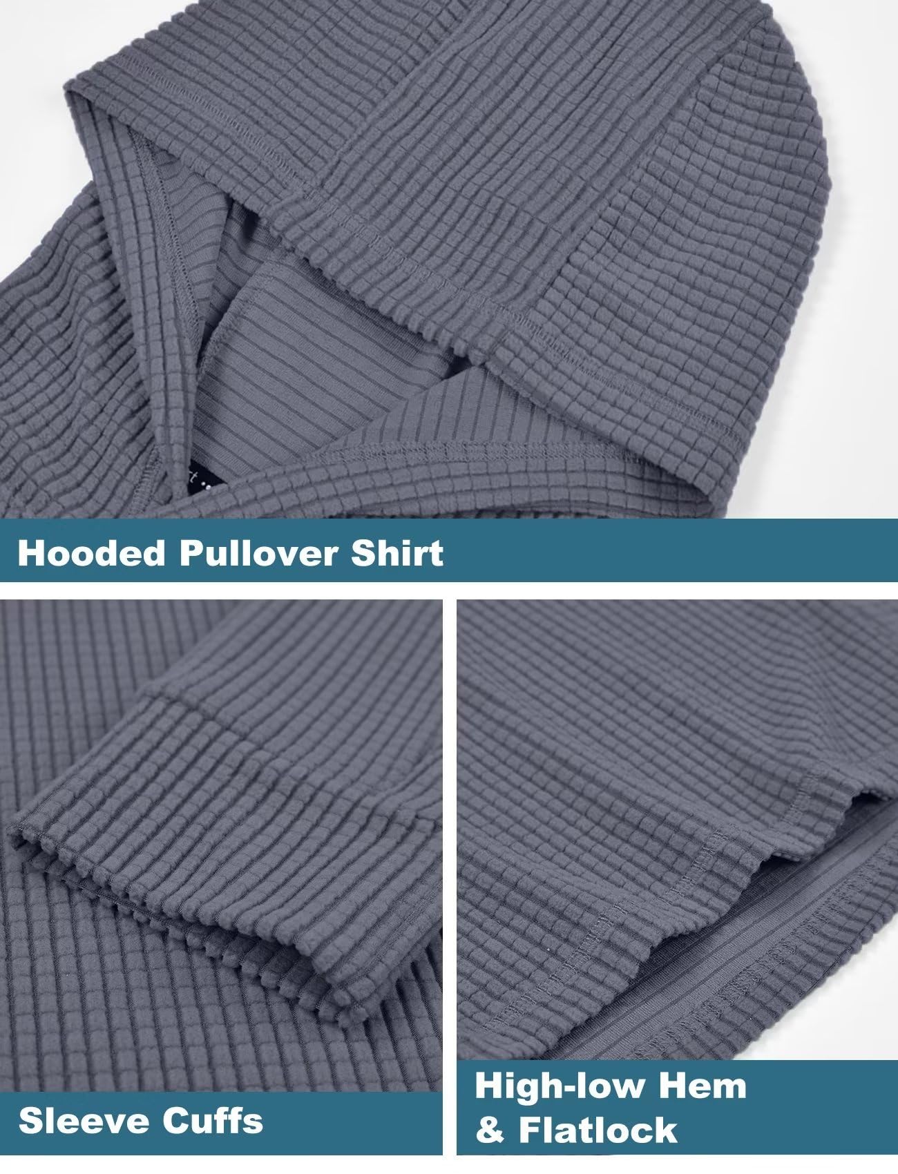 Zengjo Hoodie Shirts for Men Long Sleeve Thermal(Grey,L)