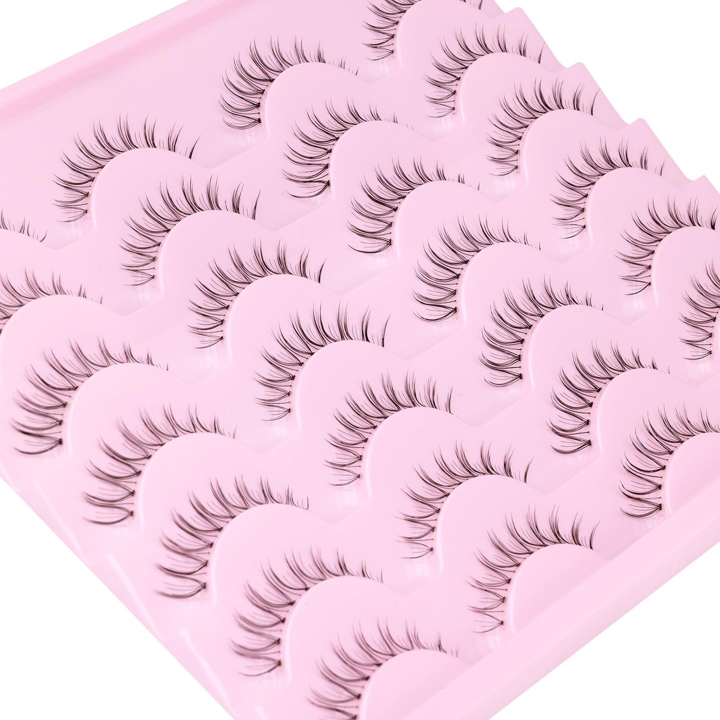 Kiromiro Lashes Natural Look Short False Eyelashes Wispy 100% Handmade Clear Band Lashes Cat Eye Natural False Lashes Korean Faux Mink Lashes Extensions Strip Eyelashes Pack 14 Pairs