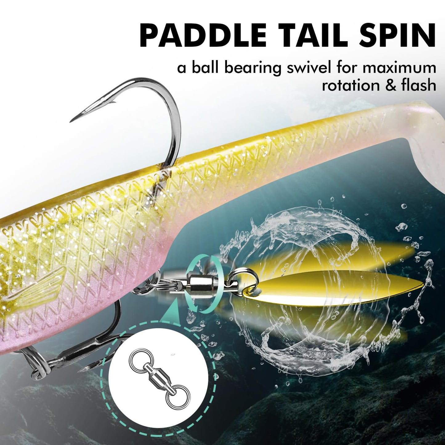 TRUSCEND Pre-Rigged Fishing Jigs, 1:50 Super Durable Soft Swimbait, Well-Made Lifelike Fishing Lures, Weedless Lure for Bass Trout Walleye, Saltwater Fishing Gear