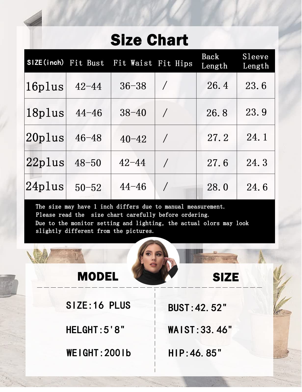 Hanna Nikole Plus Size White Turtle Neck Tops for Women Long Sleeve Fitted Stretchy Base Layer Tunics Shirt 18W 2X