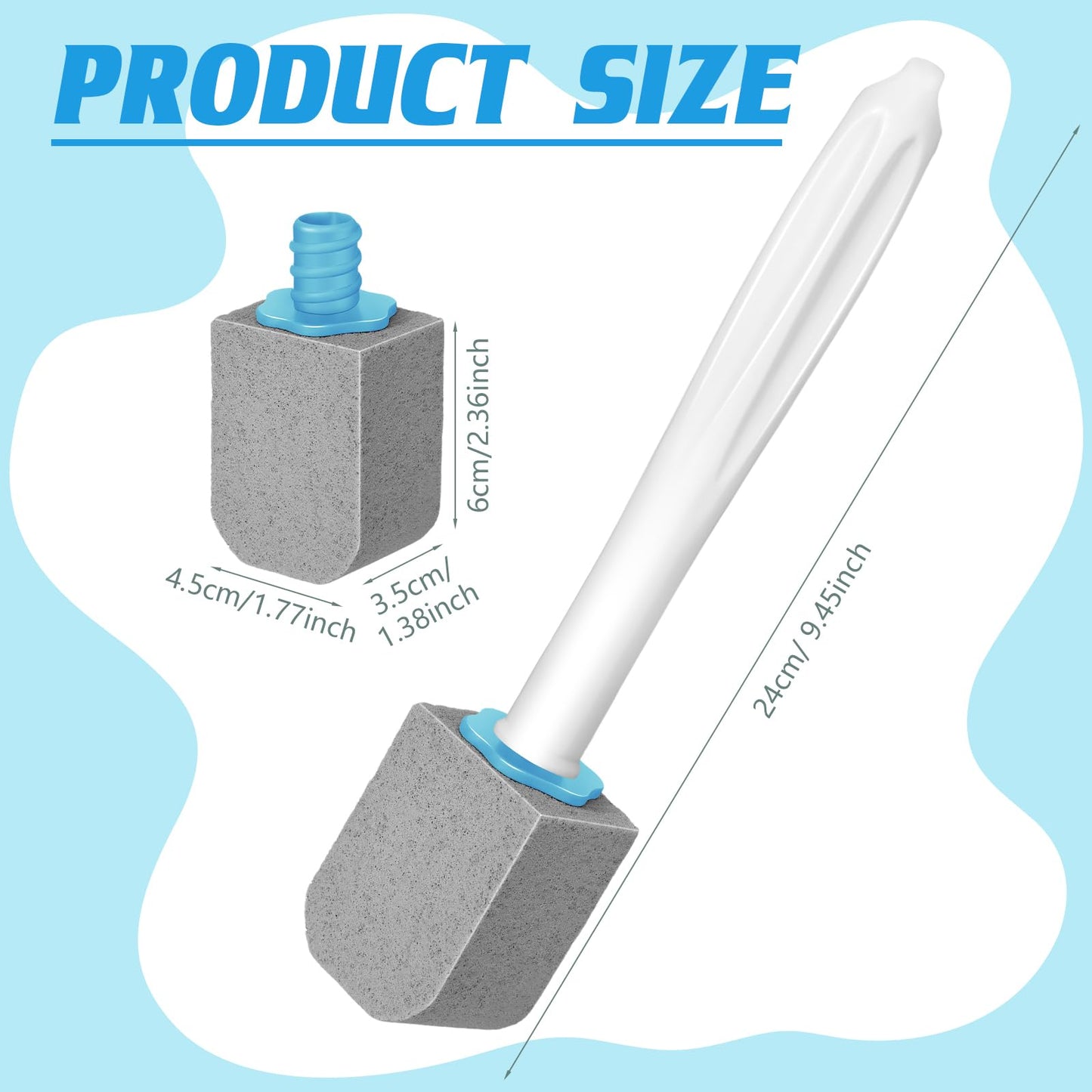 Qinyoung 10 Pcs Pumice Stone Toilet Bowl Cleaner Toilet Pumice Stone with Long Handle Cleaning Block for Pool Sink (Dark Blue)