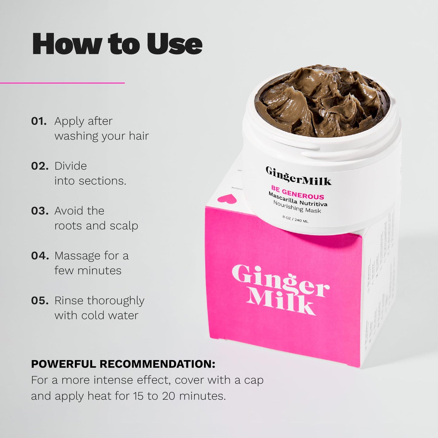 GINGER MILK - Hair Mask For Damaged & Dry Hair, Deep Conditioning, Promotes Growth (8 oz.)