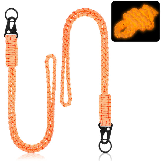 Frienda 2 Set Heavy Duty Paracord Lanyard Necklace Whistles Strap Braided 550 Keychain Lanyard for Outdoor Activities (Attractive Orange)