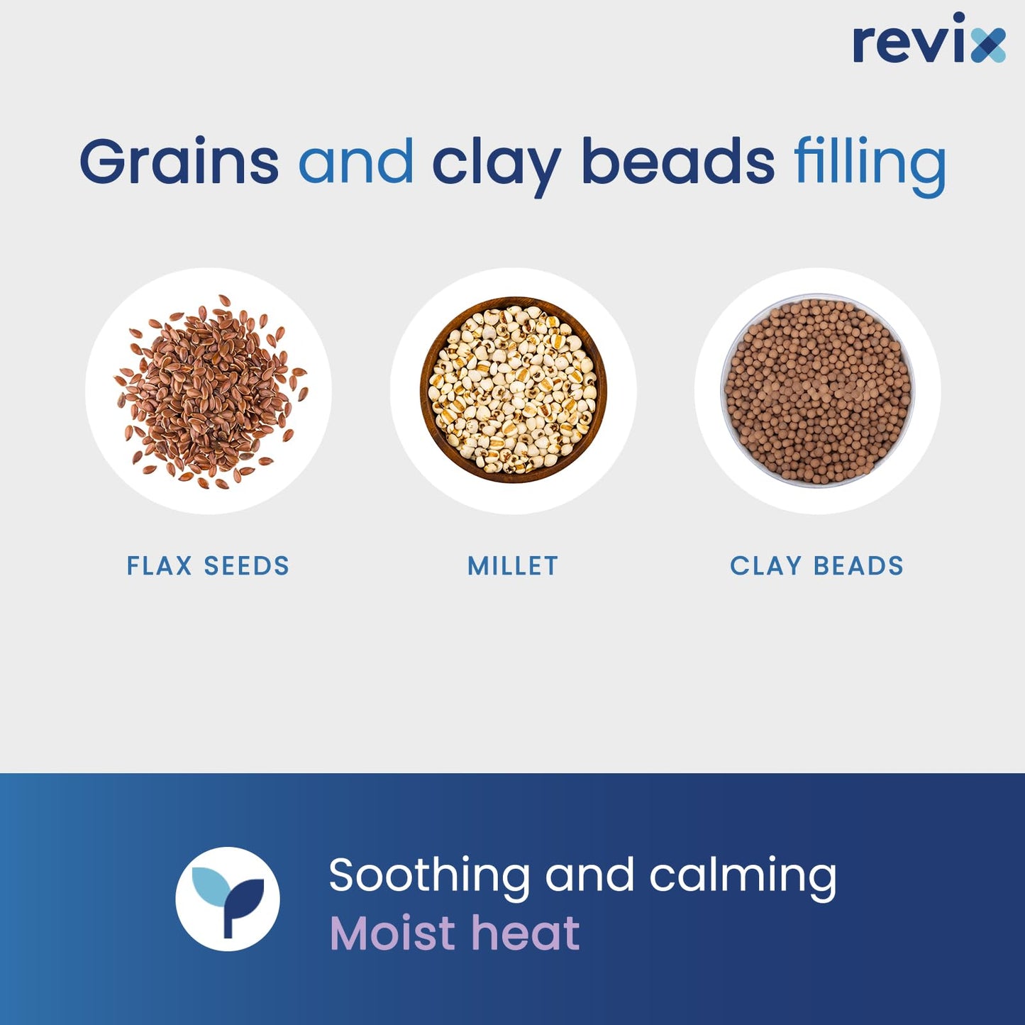 REVIX Microwavable Heating Pad for Neck Shoulders and Back, Microwave Heated Neck Wrap with Moist Heat, Light-Gray