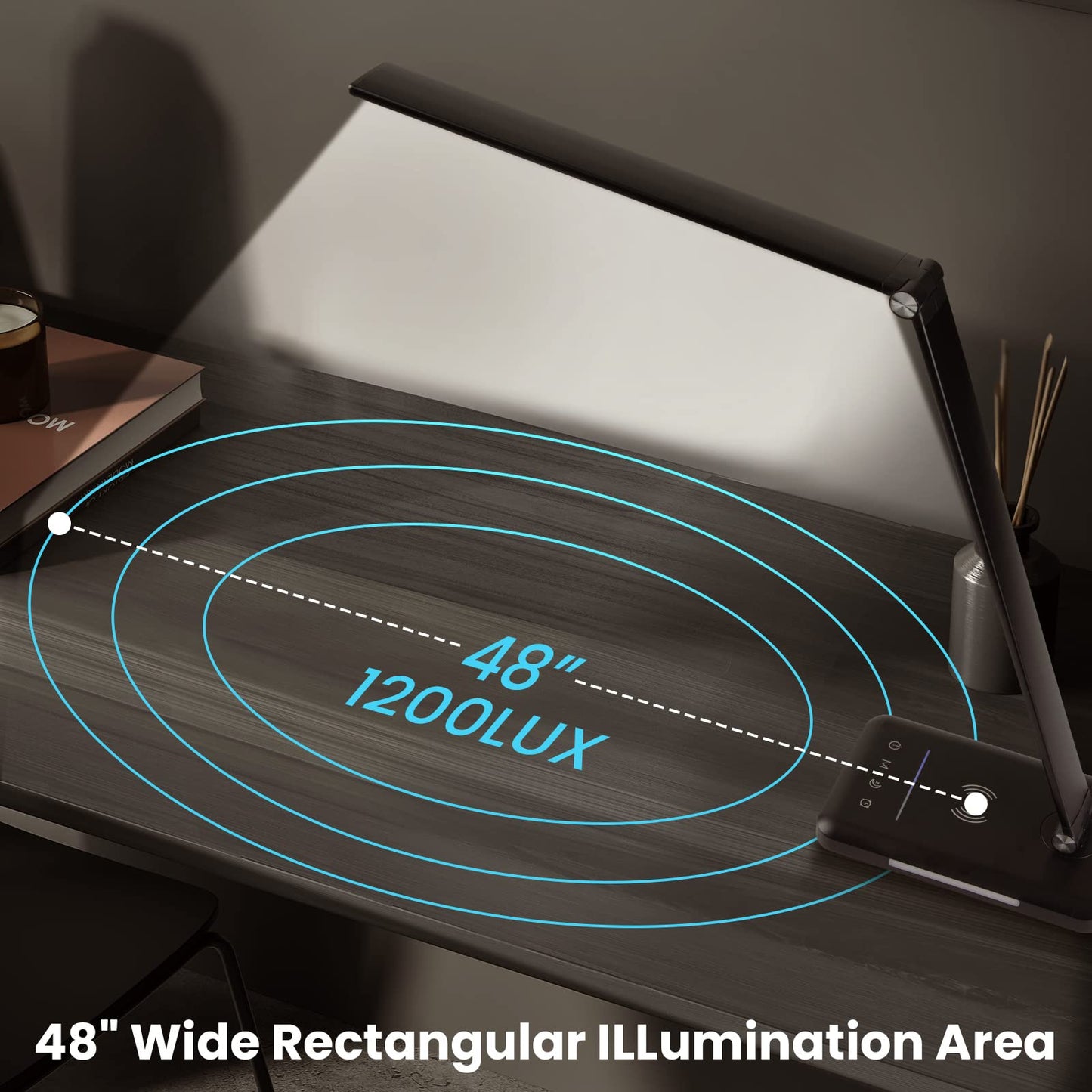 JOSTIC LED Desk Lamp with Night Light, Fast Wireless Charger, USB Charging Port, 10 Brightness, 5 Color Modes, Dimmable Bedside Table Lamp for Bedroom, Touch Control, Auto Timer, 1200Lux Super Bright