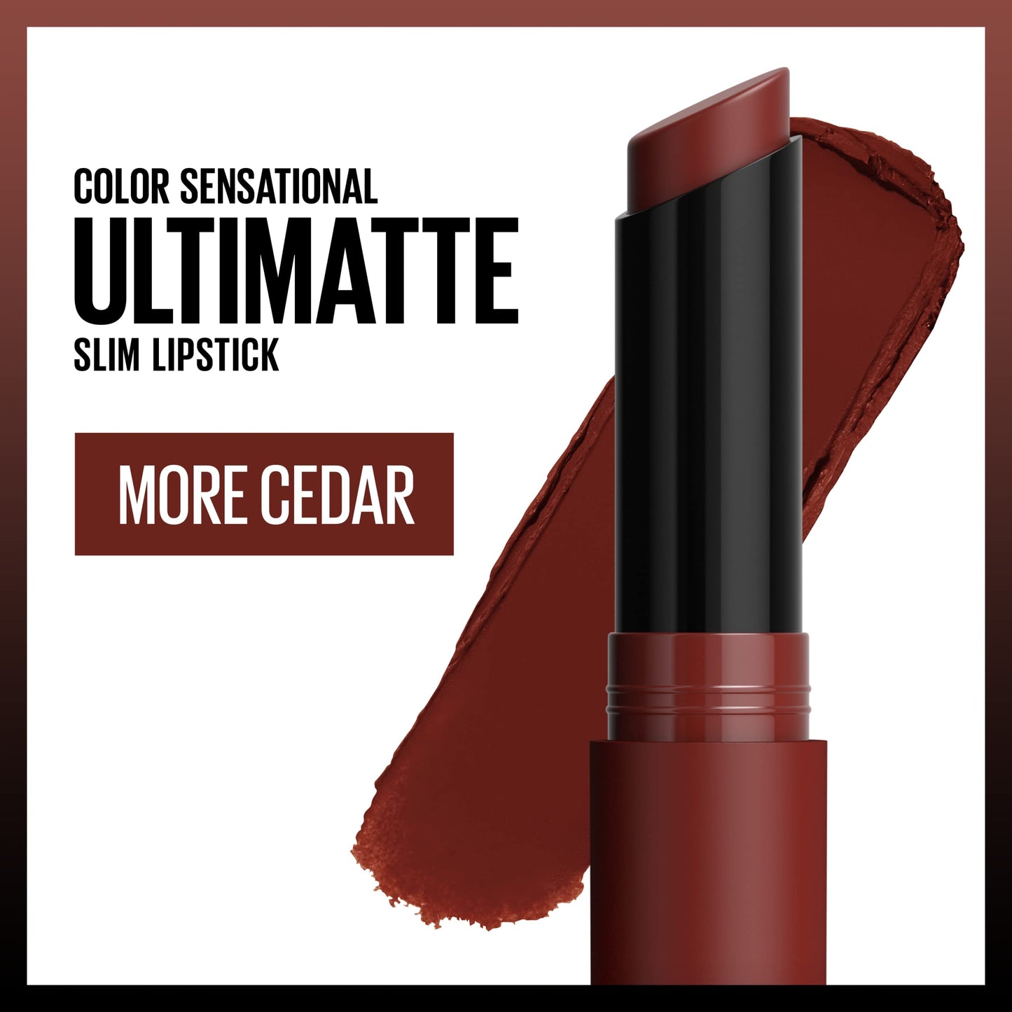 Maybelline Color Sensational Ultimatte Matte Lipstick, Non-Drying, Intense Color Pigment, More Cedar, Deep Rust Brown, 1 Count