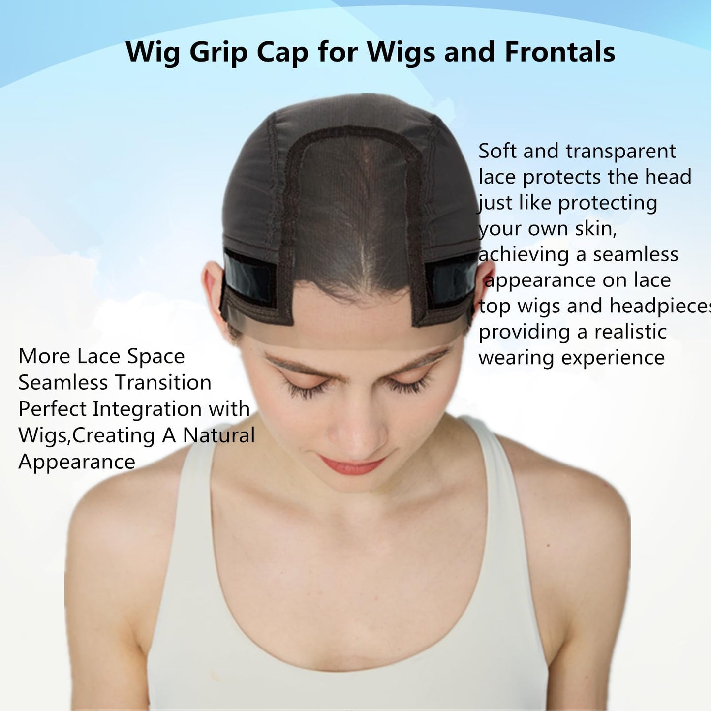 Xiushumyi Wig Cap Lace Wig Grip Cap for Keeping Wigs in Place Wig Cap with Grip Band Make Your Wigs Glue Free Non-Slip Wig Caps for Women (Brown, S)