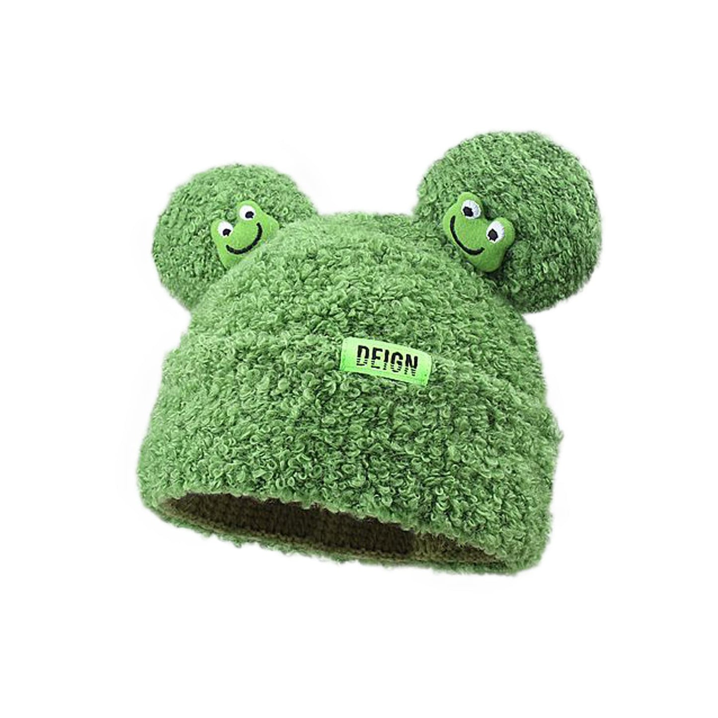 BOLLEY JOSS Womens Winter Beanies Cute Woollike Knitted Frog Hat Women Lady Girl Crochet Sheep Christmas Hats