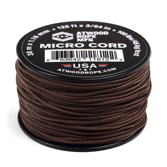 Atwood Rope MFG Tactical Nylon/Polyester Micro Utility Cord 1.18mm X 125ft Reusable Spool | Fishing Gear, Jewelry Making, Camping Accessories (Brown)