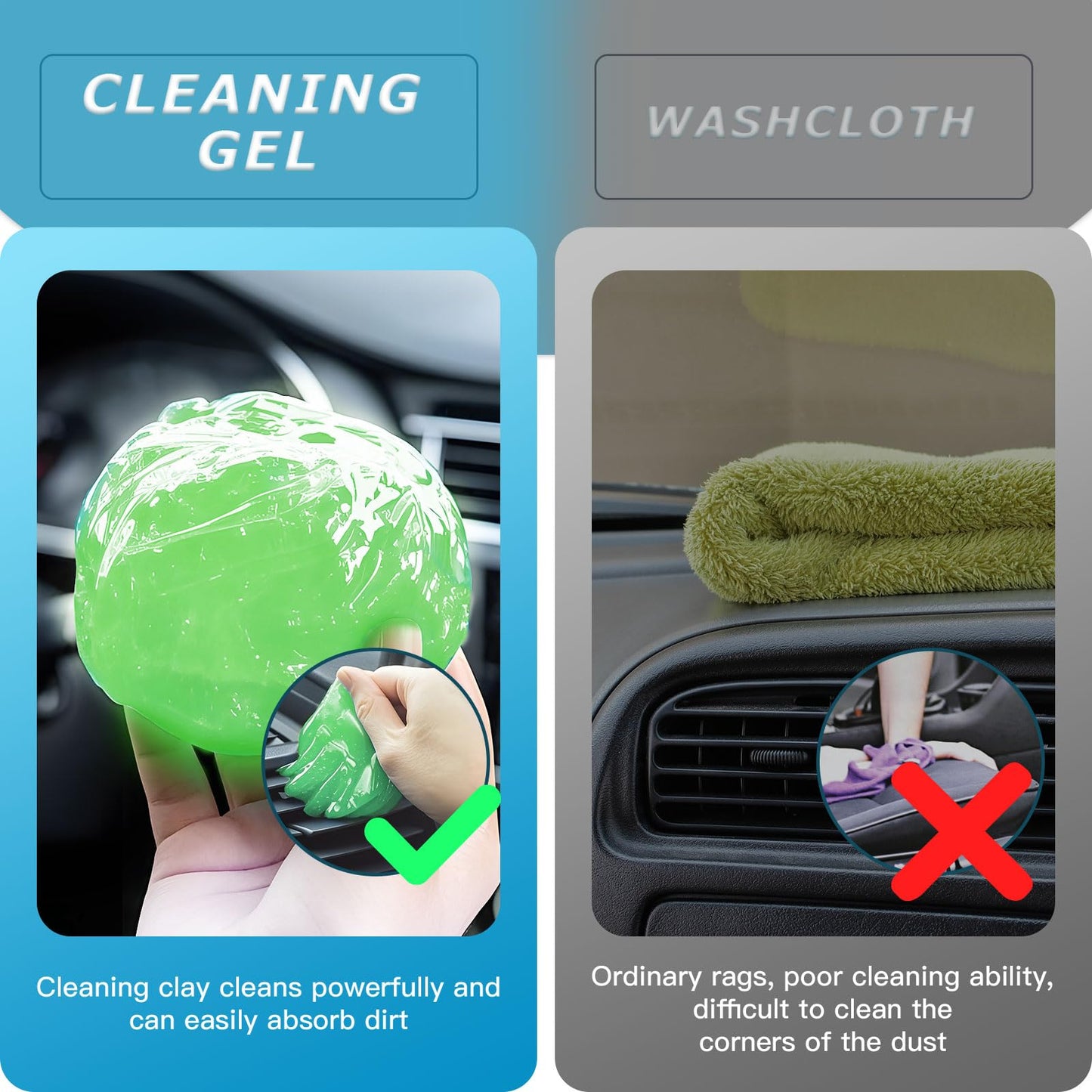Car Cleaning Gel,Reusable Car Cleaning Putty for Interior Detailing, Car Cleaning Supplies, Auto Detailing Tools, Car Slime for Dust Removal, Car Accessories Interior, Car Cleaning Kit(Green, 0.8 OZ)