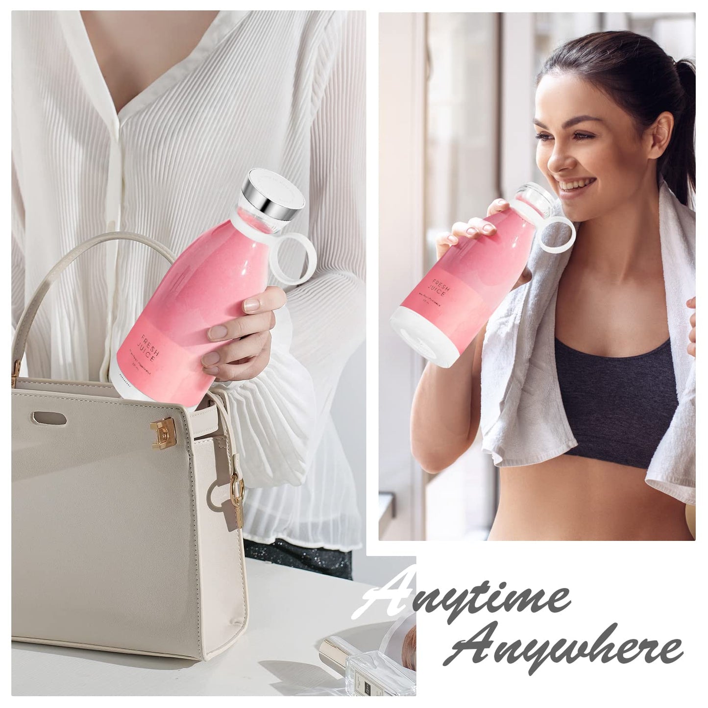 MIAOKE Portable Blender,Fashion Portable Blender for Shakes and Smoothies 11.8 Oz,Magnetic USB Fast Charging Mini Mixer Bottle,Take It for Traveling, Outdoor, Gym, Office, Cars, Gift -WH