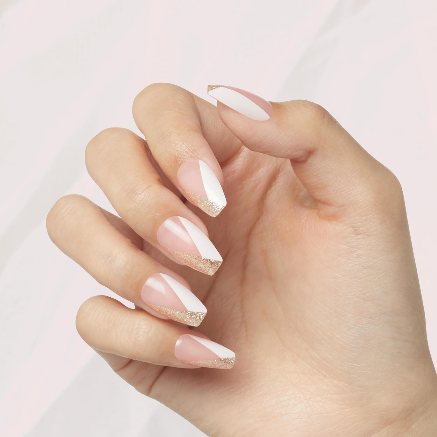 KISS Classy Nails, Press-On Nails, Nail glue included, 'The BOSS', Silver, Medium Size, Coffin Shape, Includes 28 Nails, 2g Glue, 1 Manicure Stick, 1 Mini file