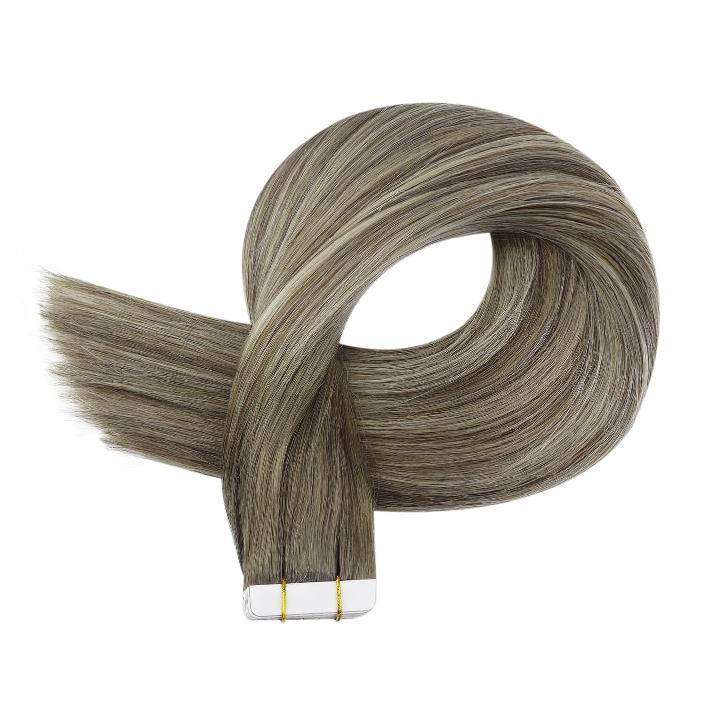 Full Shine Ombre Tape in Hair Extensions Human Hair Color 7 Fading to 1000 Blonde and 7 Brown Seamless Tape Extensions 20PCS 30grams Tape Ins Human Hair Extensions 12 Inch Short Extensions