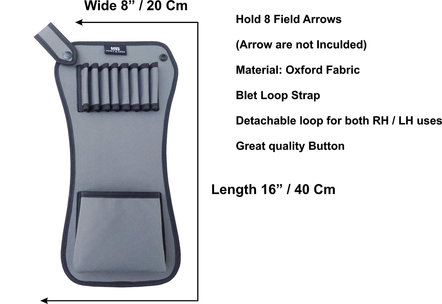 Hunt & Seek Side/Hip Archery Quiver Bow Quiver Compound Bow Quiver Arrows Bag Archery Arrow Quiver Bow Hunting Quiver Recurve Bow Quiver Lightweight Fabric Quiver (Gray)