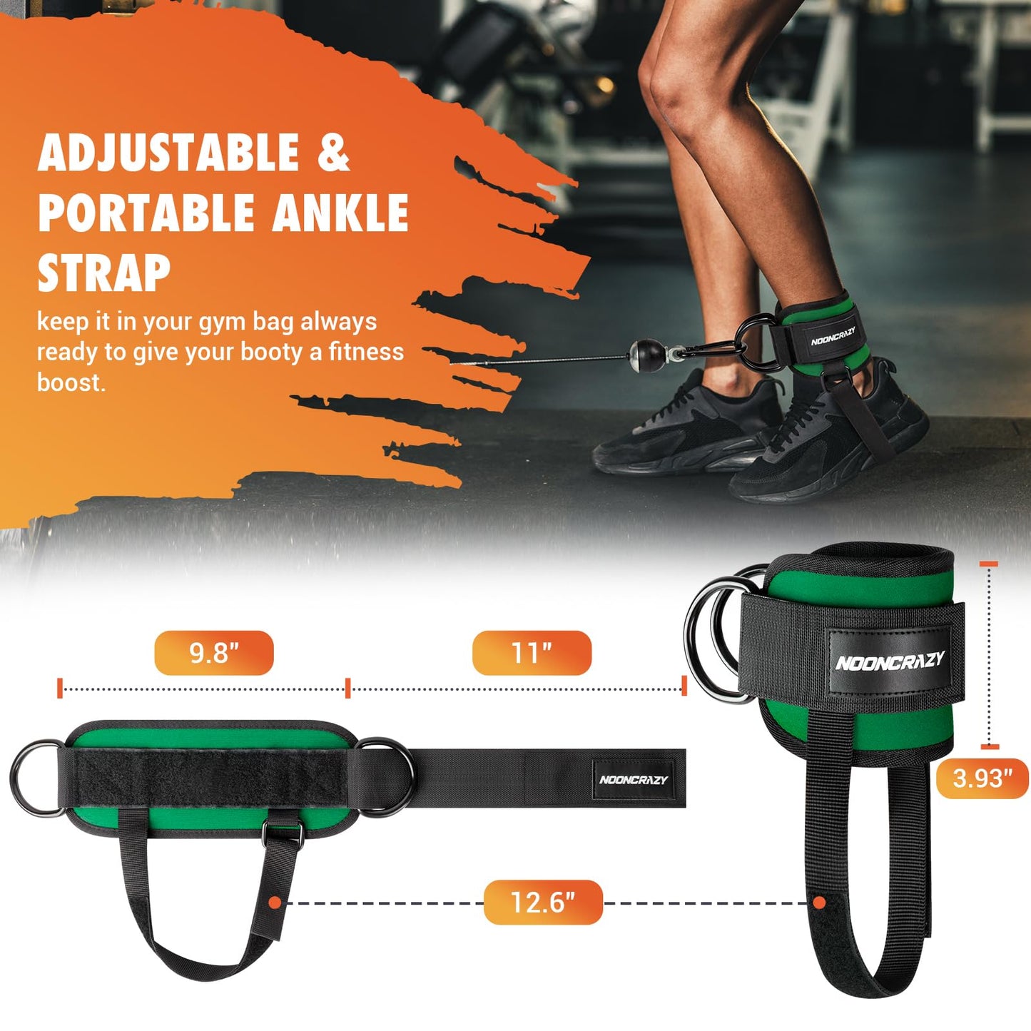 Ankle Strap for Cable Machine Women, Adjustable Gym Cable Ankle Straps for Kickbacks, Glute Workouts, Leg Extensions, Curls, Booty Hip Abductors, Ankle Cuff for Cable Machine Accessories(S-Green)