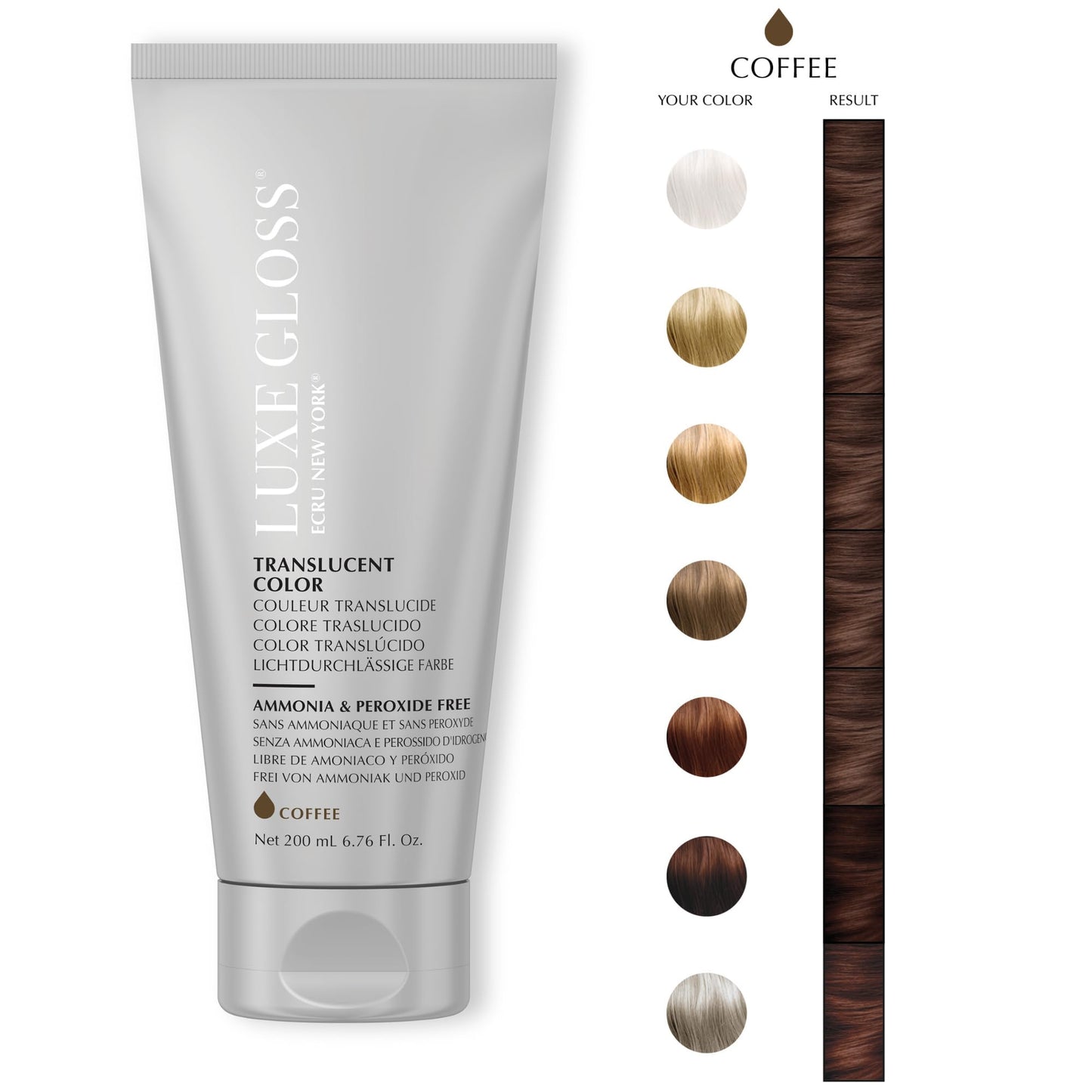 ECRU New York LUXE GLOSS Hair Gloss for Enhanced Color and Glass-Like Shine, Coffee