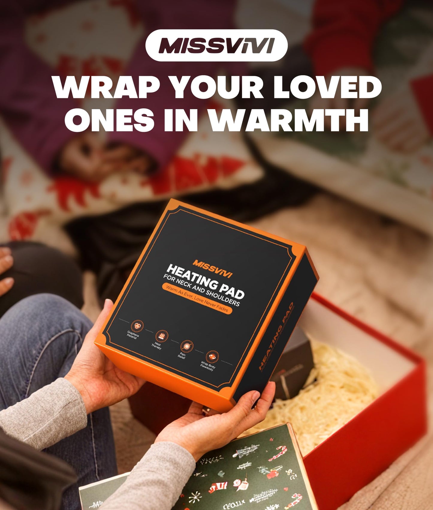 Graphene-Infused Weighted Heating Pad, Effective Pain Relief Instant Heating Pads for Neck and Shoulders and Back, Ergonomic Heated Wrap w/ 6 Heat Options 4 Auto Timer, Christmas Gifts for Women Men