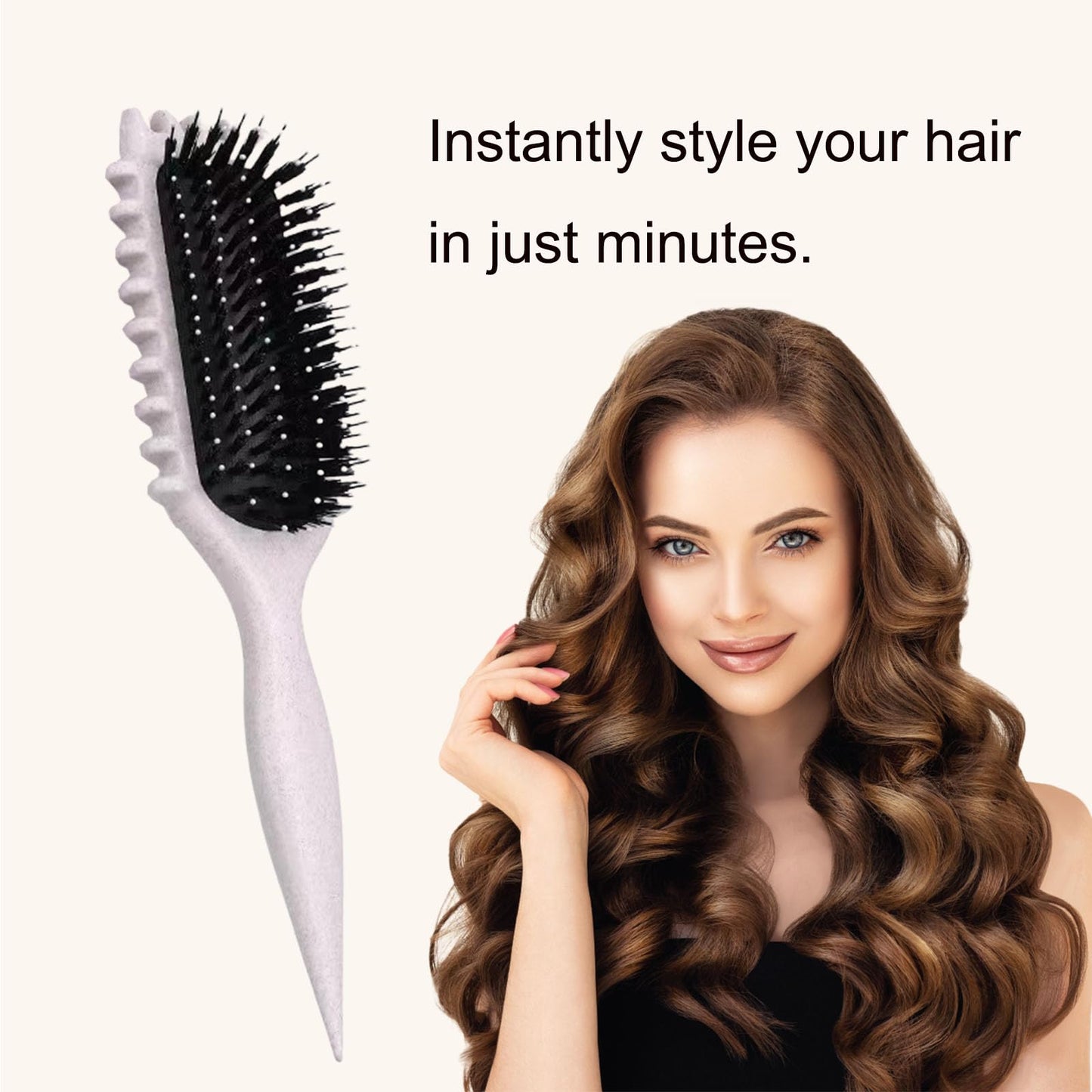 Curl Defining Brush-Curly Hair Brush Define Styling Brush for Curly Hair,Curl Brush for Curly Hair Wet,Shaping & Defining Curls for Women (Off-White)