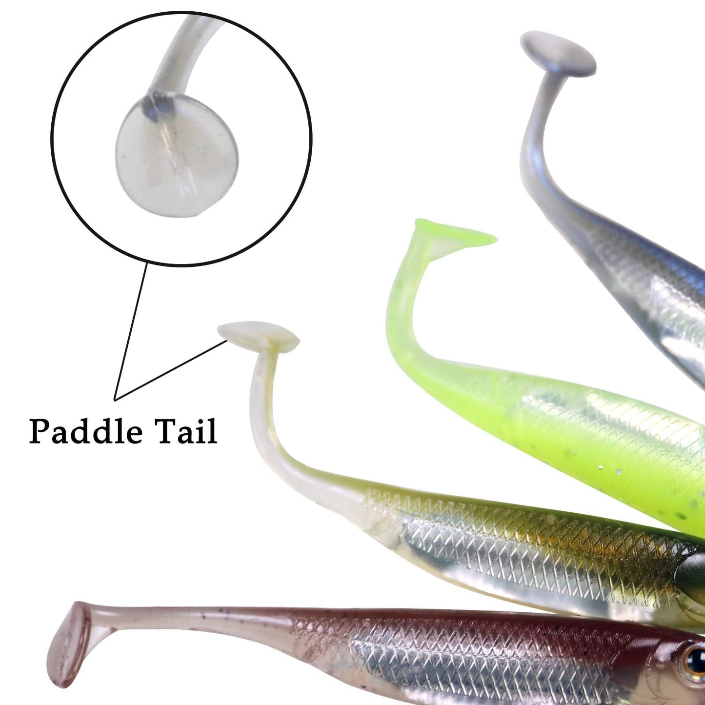 QualyQualy Paddle Tail Soft Lures Shad Lure Swimbaits Minnow Bait Paddle Tail Shad Bait for Pike Bass Trout Walleye Crappie (8#, 2.75in - 6Pcs)
