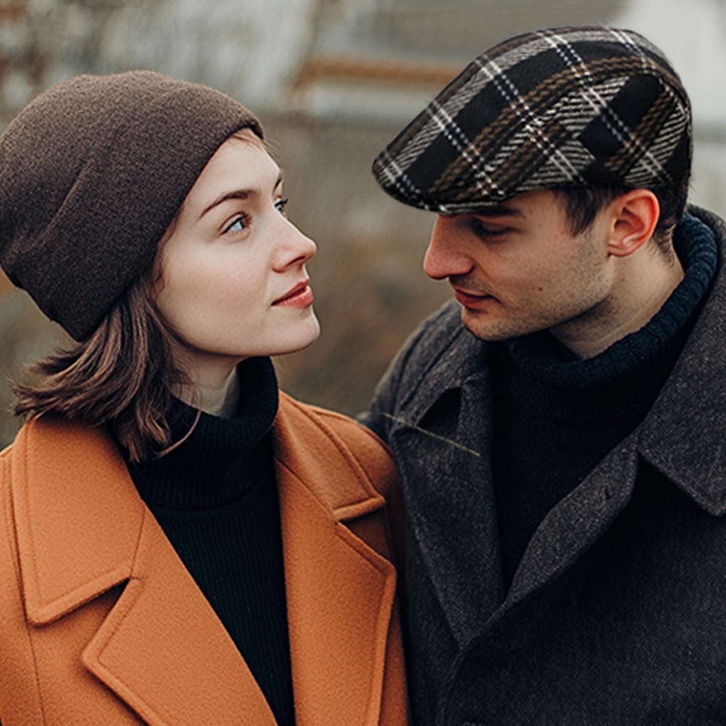 Croogo Newsboy Hat Classic Irish Duckbill Hat Herringbone Beret Cap Winter Golf Hunting Hat,Camel-BL26