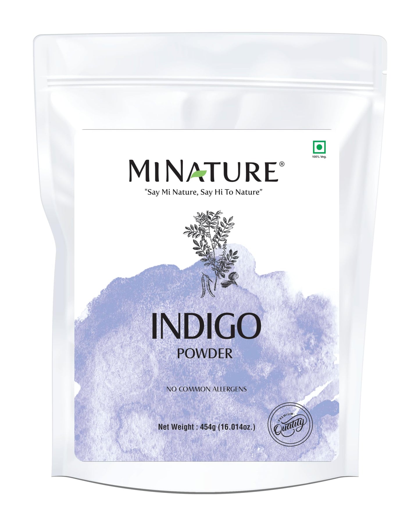 mi nature Indigo Powder (Indigofera Tinctoria)| For Hair | Hair Dye color| Ideal for Natural Black Colour |Pure & Natural with No Preservative| Made in India| (454g / 16 ounce