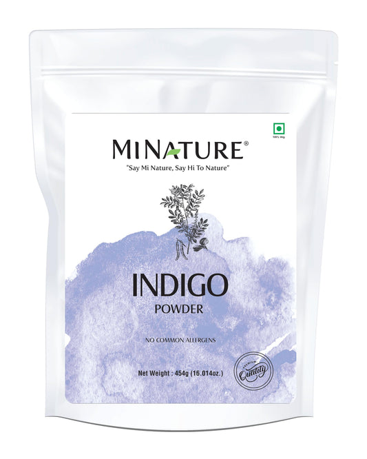 mi nature Indigo Powder (Indigofera Tinctoria)| For Hair | Hair Dye color| Ideal for Natural Black Colour |Pure & Natural with No Preservative| Made in India| (454g / 16 ounce