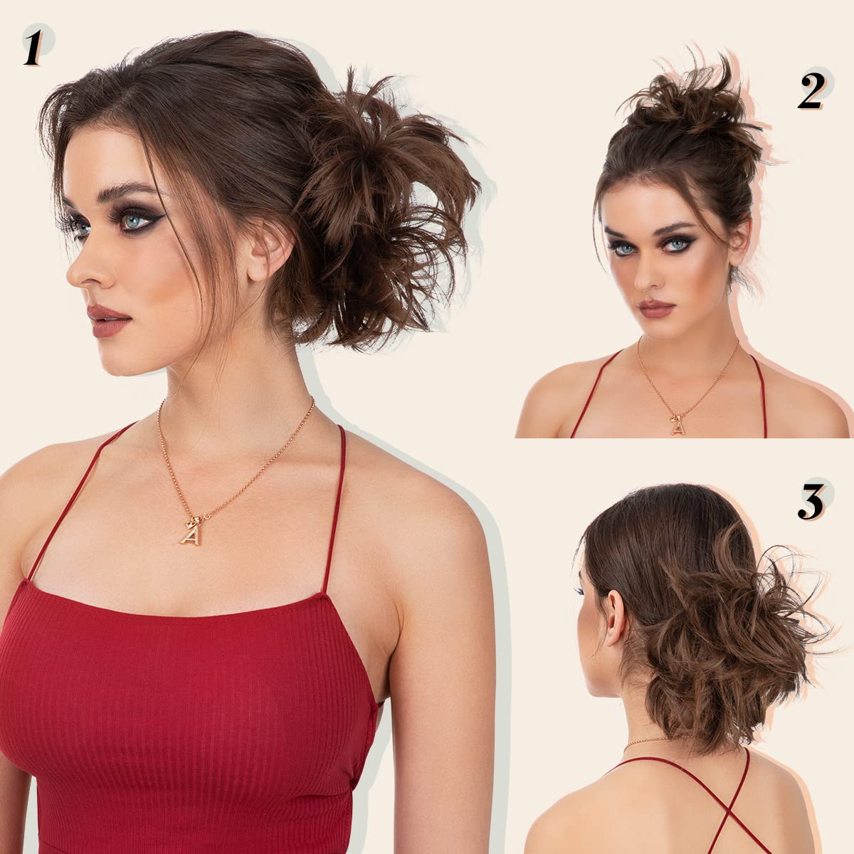 youngways Messy Bun Hair Piece Side Comb Clip in Hair Bun Hairpiece for Women Short Natural Straight Versatile Adjustable Styles Easy Hair pieces (Gloden Blonde and Beach Blonde Tips-S)