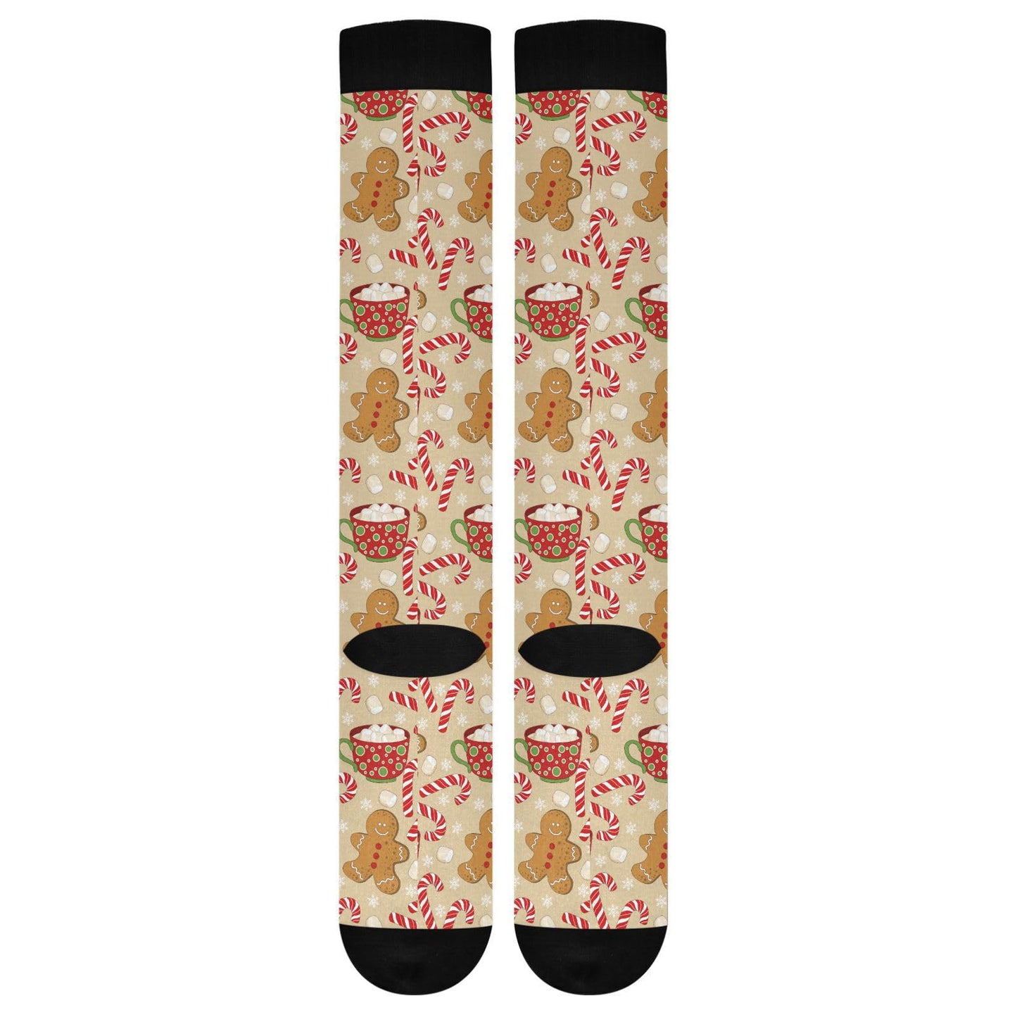 Christmas Gingerbread Man Compression Socks for Women and Men Circulation Winter Snowflake Candy Long Socks for Athletic Running 1