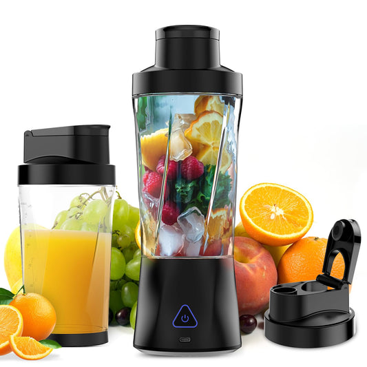 Portable Blender, 360W Personal Blender for Shakes and Smoothies for Kitchen, 24 Oz BPA Free Traveling Juicer Cup and Lid with 6 Blades, Self Cleaning Portable Juicer for Kitchen/Travel/Gym, Black